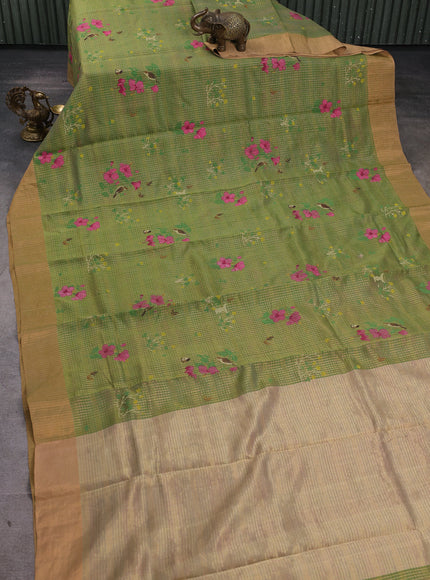 Green Chanderi Printed Saree
