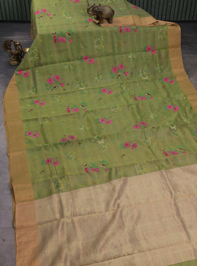 Green Chanderi Printed Saree