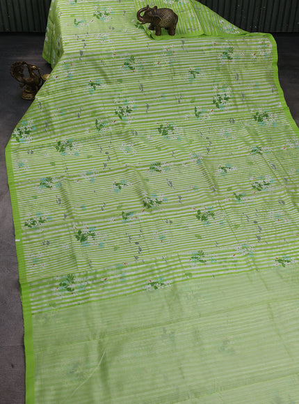 Lime Green Chanderi Printed Saree