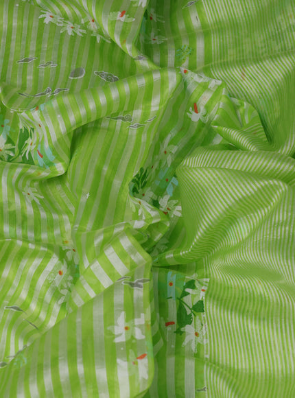 Lime Green Chanderi Printed Saree