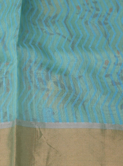 Sea Green Chanderi Printed Saree