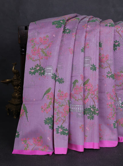 Lavender - Pink Chanderi Printed Saree