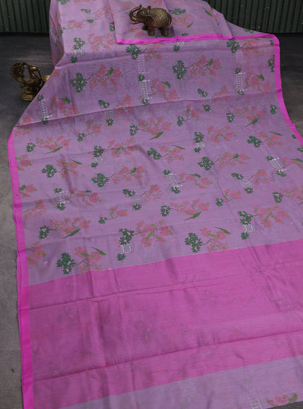 Lavender - Pink Chanderi Printed Saree