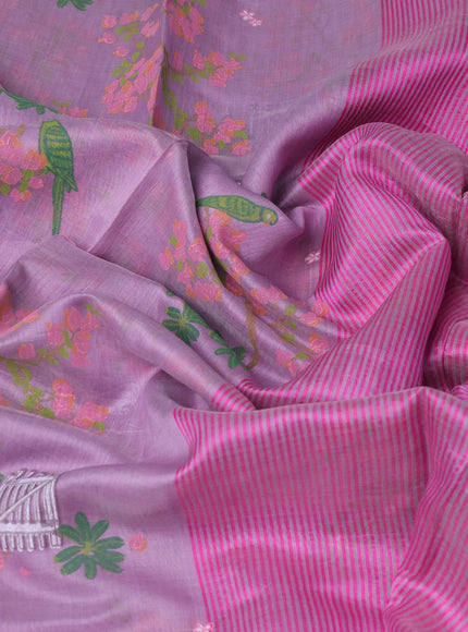 Lavender - Pink Chanderi Printed Saree