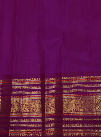 Beige - Purple Pure Kanchipuram Silk Saree