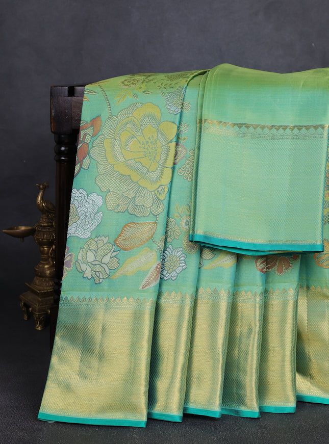 Pista Green Pure Kanchipuram Silk Saree
