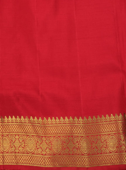 Peach - Red Pure Kanchipuram Silk Saree