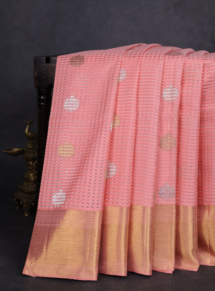 Peach Pure Kanchipuram Silk Saree