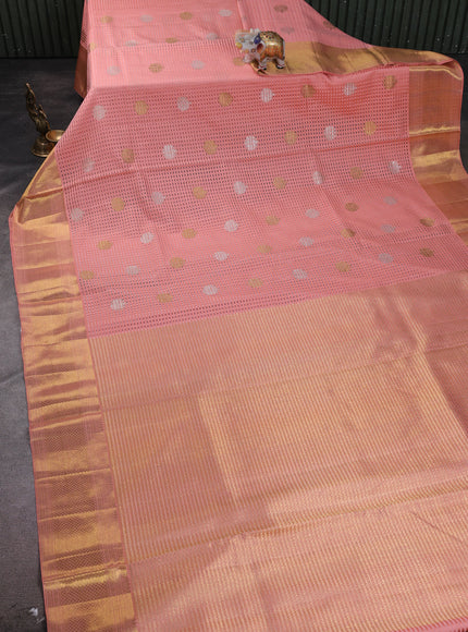Peach Pure Kanchipuram Silk Saree