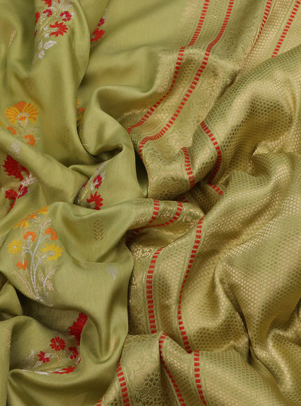 Pista Green - Yellow Banarasi Kadwa Silk Saree