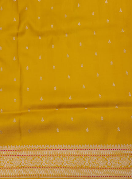 Pista Green - Yellow Banarasi Kadwa Silk Saree