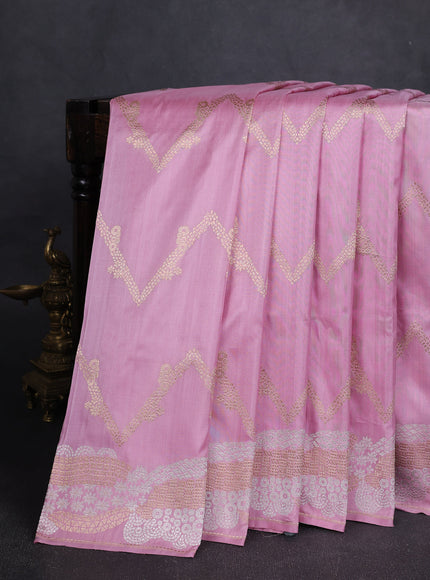 Pastel Pink Banarasi Kadwa Silk Saree