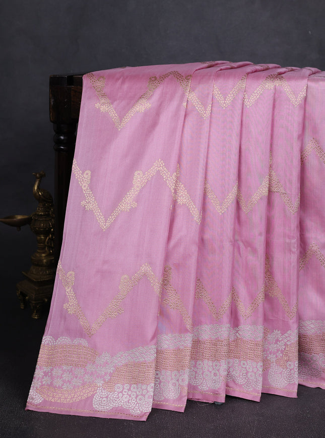 Pastel Pink Banarasi Kadwa Silk Saree