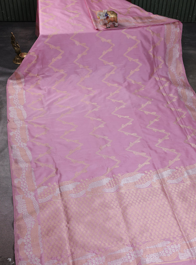 Pastel Pink Banarasi Kadwa Silk Saree