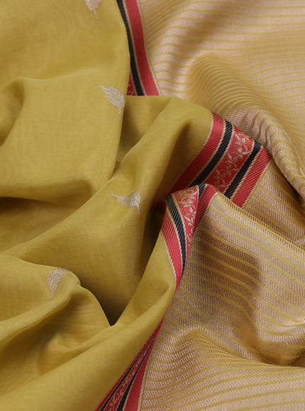 Lime Green Banarasi Kora Silk Saree