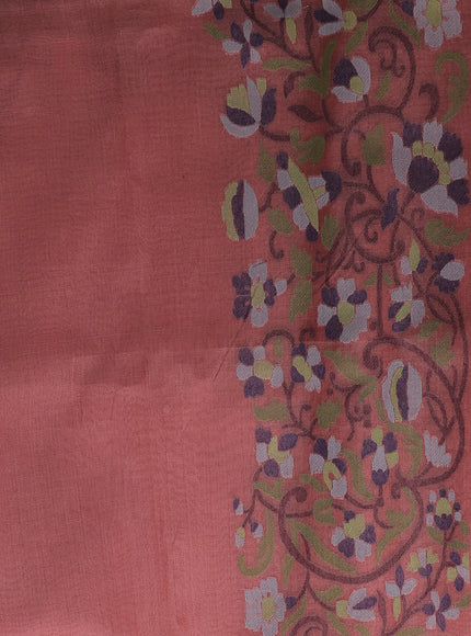 Peach Banarasi Kora Silk Saree