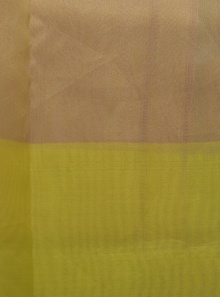 Elaichi Green - Lime Yellow Banarasi Kora Silk Saree