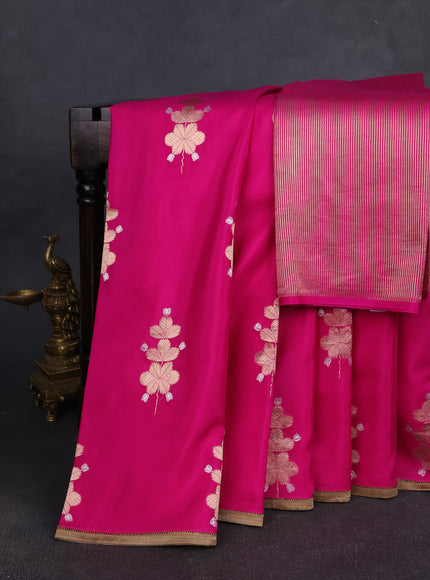 Hot Pink Banarasi Silk Saree