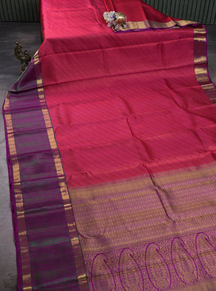 Red - Purple Pure Kanchipuram Silk Saree