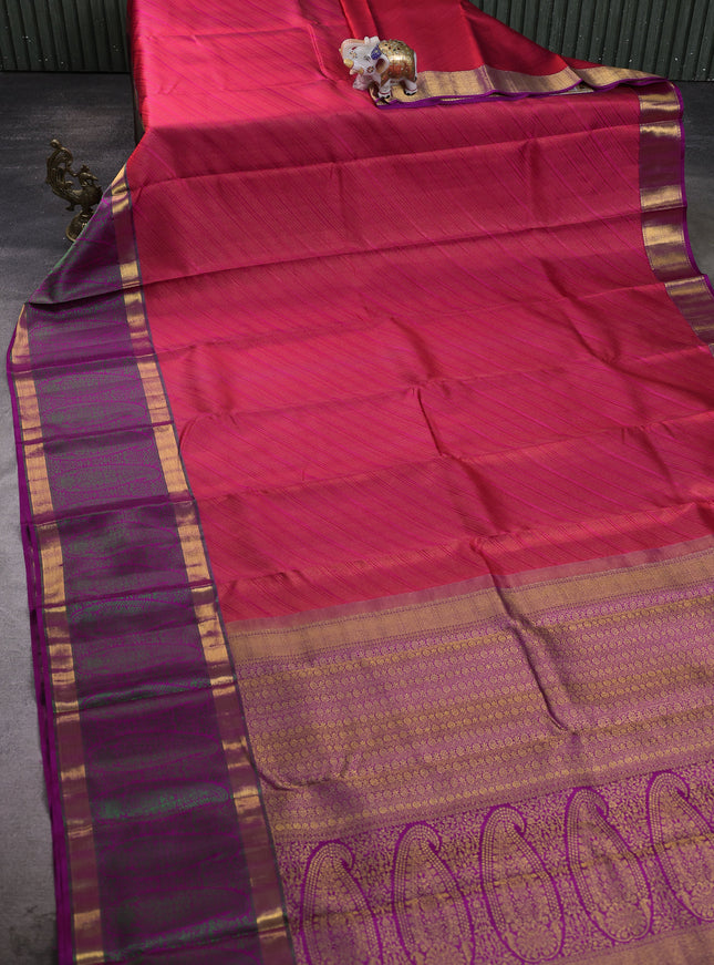 Red - Purple Pure Kanchipuram Silk Saree