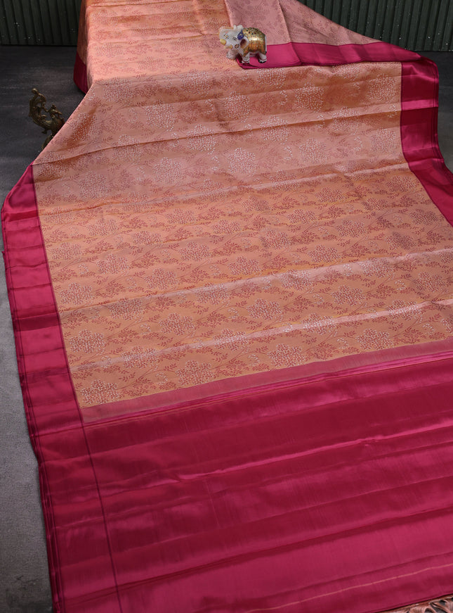Peach - Pink Pure Kanchipuram Silk Saree