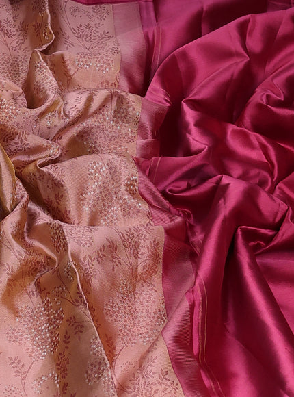 Peach - Pink Pure Kanchipuram Silk Saree