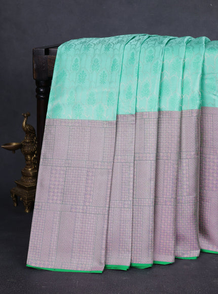Bright Teal Pure Kanchipuram Silk Saree