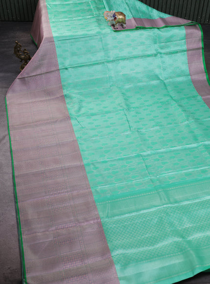 Bright Teal Pure Kanchipuram Silk Saree