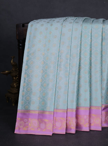 Pastel blue - Lavender Pure Kanchipuram Silk Saree