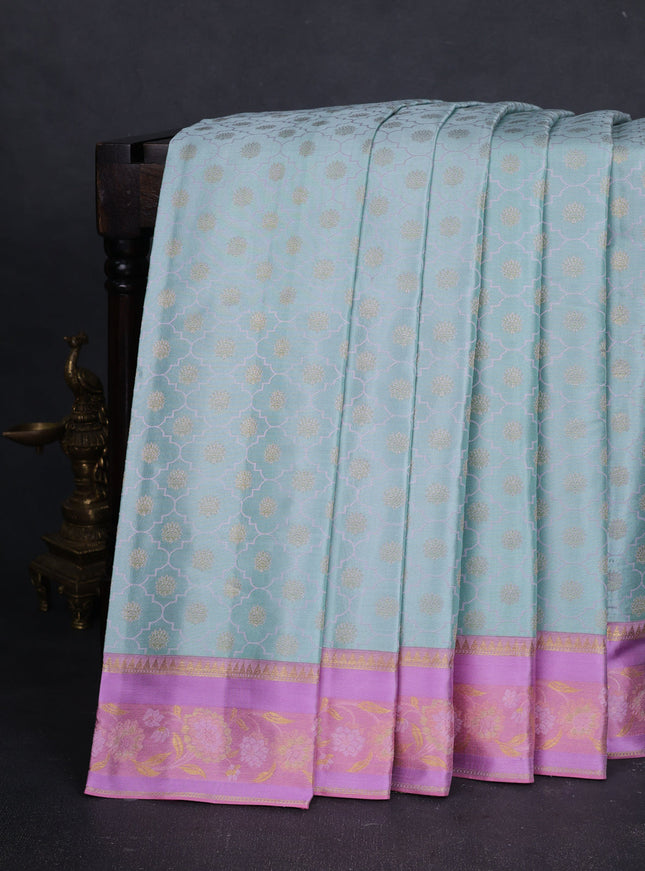 Pastel blue - Lavender Pure Kanchipuram Silk Saree