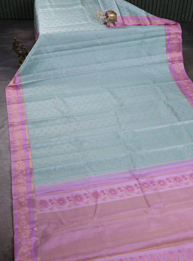 Pastel blue - Lavender Pure Kanchipuram Silk Saree
