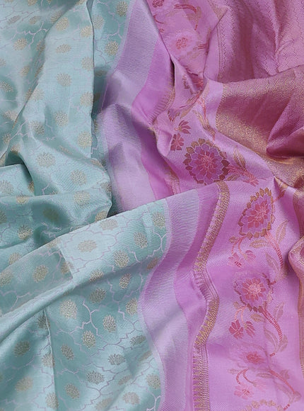 Pastel blue - Lavender Pure Kanchipuram Silk Saree