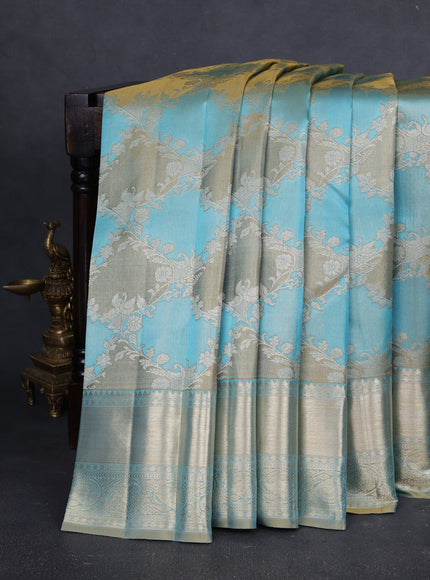 Light Blue Pure Kanchipuram Silk Saree