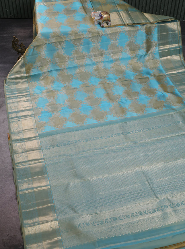 Light Blue Pure Kanchipuram Silk Saree