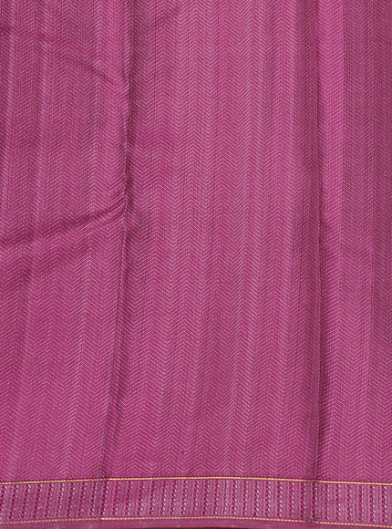Peach Pink - Purple Pure Kanchipuram Silk Saree