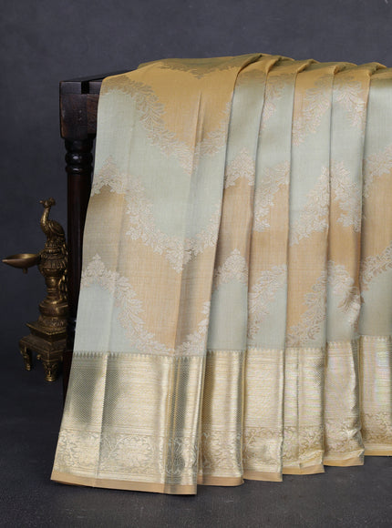 Pastel Green - Beige Pure Kanchipuram Silk Saree