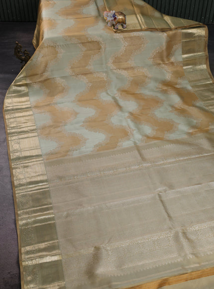Pastel Green - Beige Pure Kanchipuram Silk Saree
