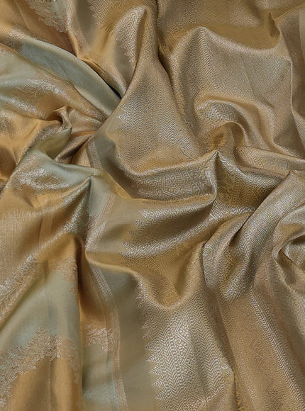 Pastel Green - Beige Pure Kanchipuram Silk Saree