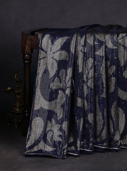 Navy Blue Georgette Sequin Embroidery Saree