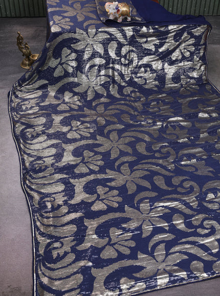 Navy Blue Georgette Sequin Embroidery Saree