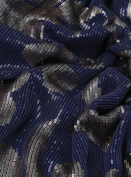 Navy Blue Georgette Sequin Embroidery Saree