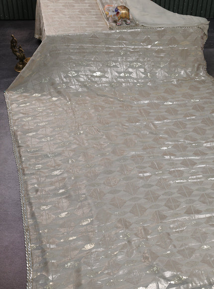 Beige Georgette Sequin Embroidery Saree