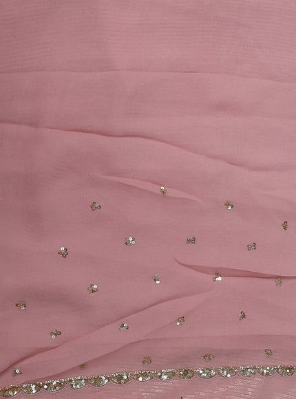 Peach Georgette Sequin Embroidery Saree