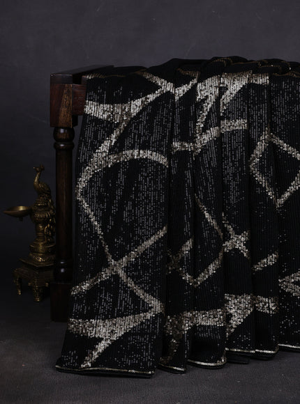 Black Georgette Sequin Embroidery Saree