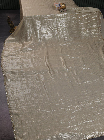Beige Georgette Sequin Embroidery Saree