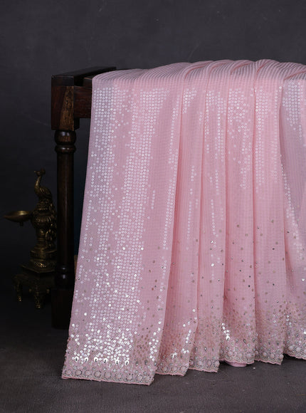 Baby Pink Georgette Sequin Embroidery Saree
