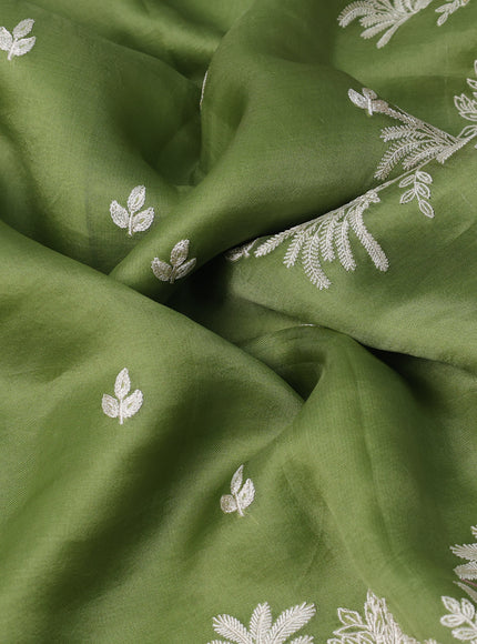 Green Organza Embroidery Silk Saree
