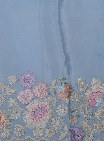 Aqua Mint Organza Embroidery Silk Saree