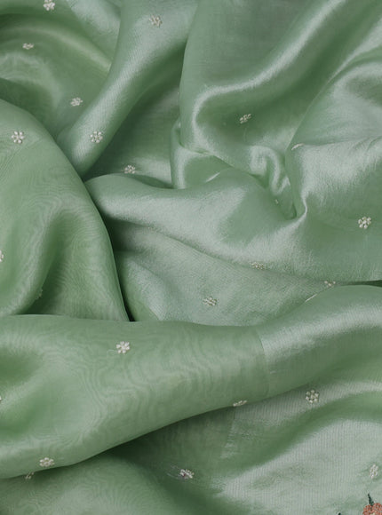Pastel Green Organza Embroidery Silk Saree