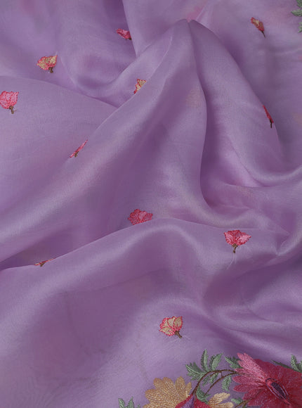 Lavender Organza Embroidery Silk Saree